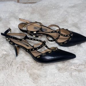 Black with gold stud heels